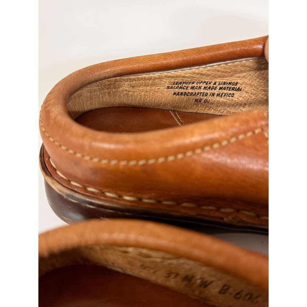 Born Handcrafted Leather Sandals Womens 6.5 Tan Brown Slip On Elastic - Picture 6 of 7